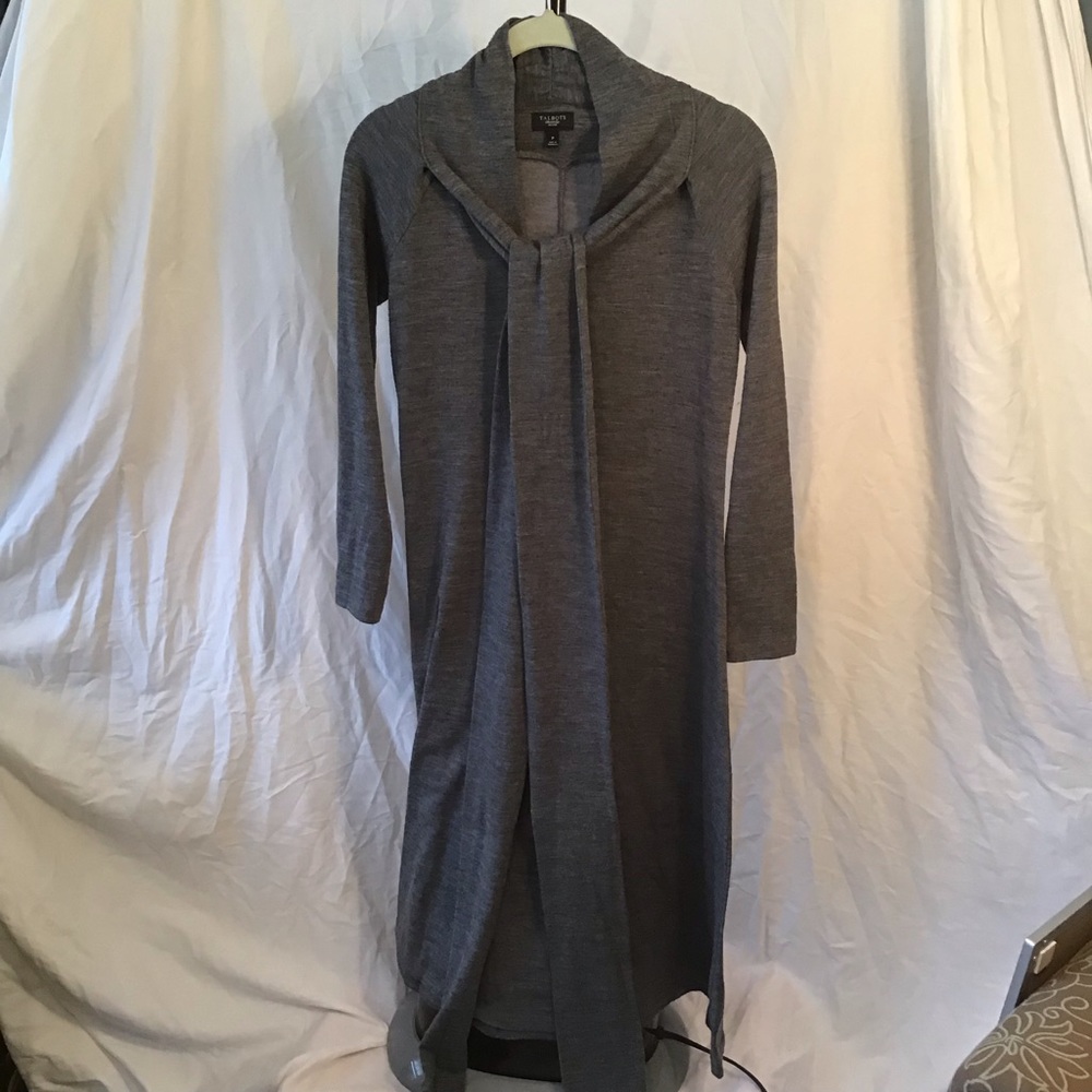 Talbots gray wool dress with long scarf  Size SP